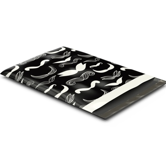 MENS BAGS🎉20 Designer black & white Mustache Poly Mailers- 10 x 13 inch - Picture 3 of 3